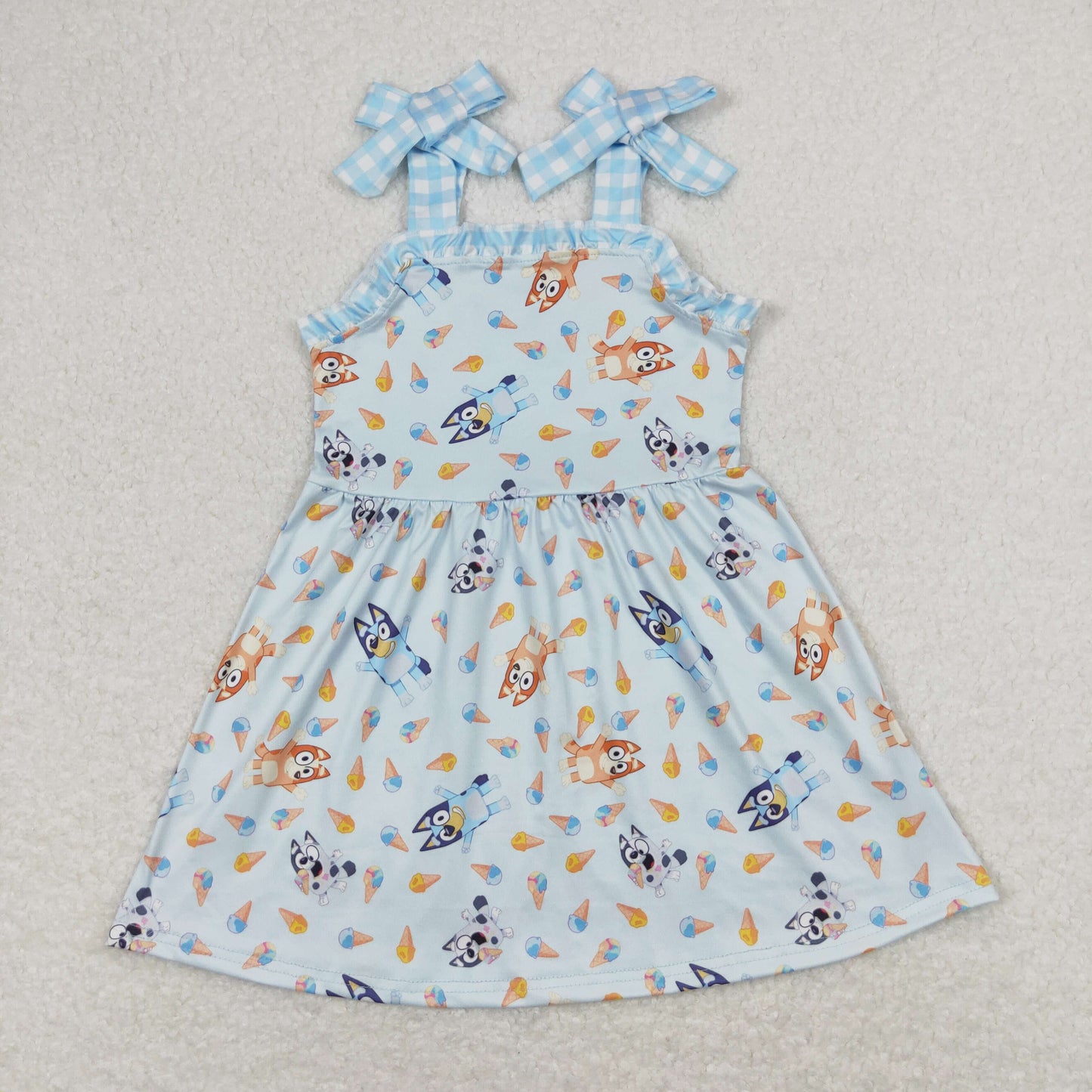 Baby Girl Sleeveless Dogs Blue Summer Dress