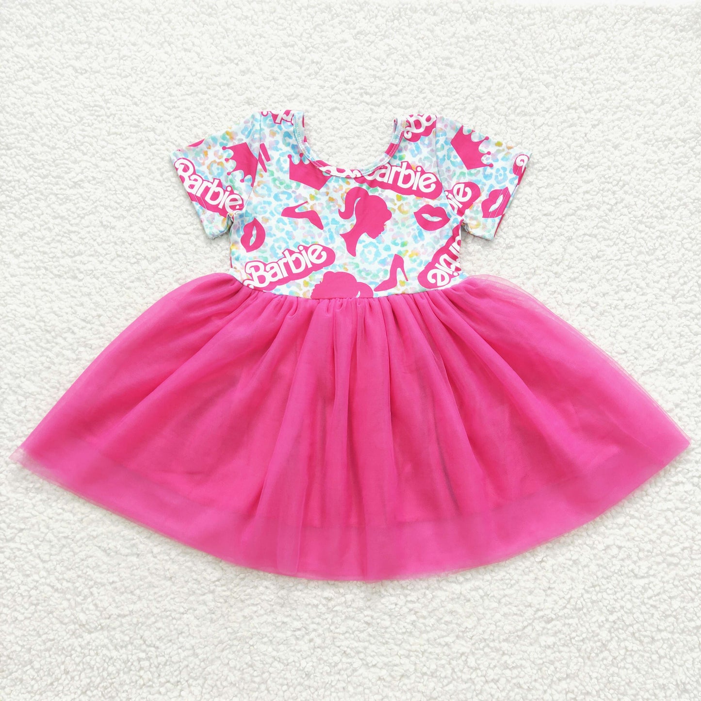 GSD0462 Baby Girl Short Sleeves Doll Pink Tulle Dress