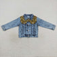 GT0351 Baby Girl Long Sleeves Pocket Denim Jacket Sequins Coat