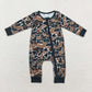 Baby Boy Long Sleeves Brown Camo Fall Zipper Bamboo Romper