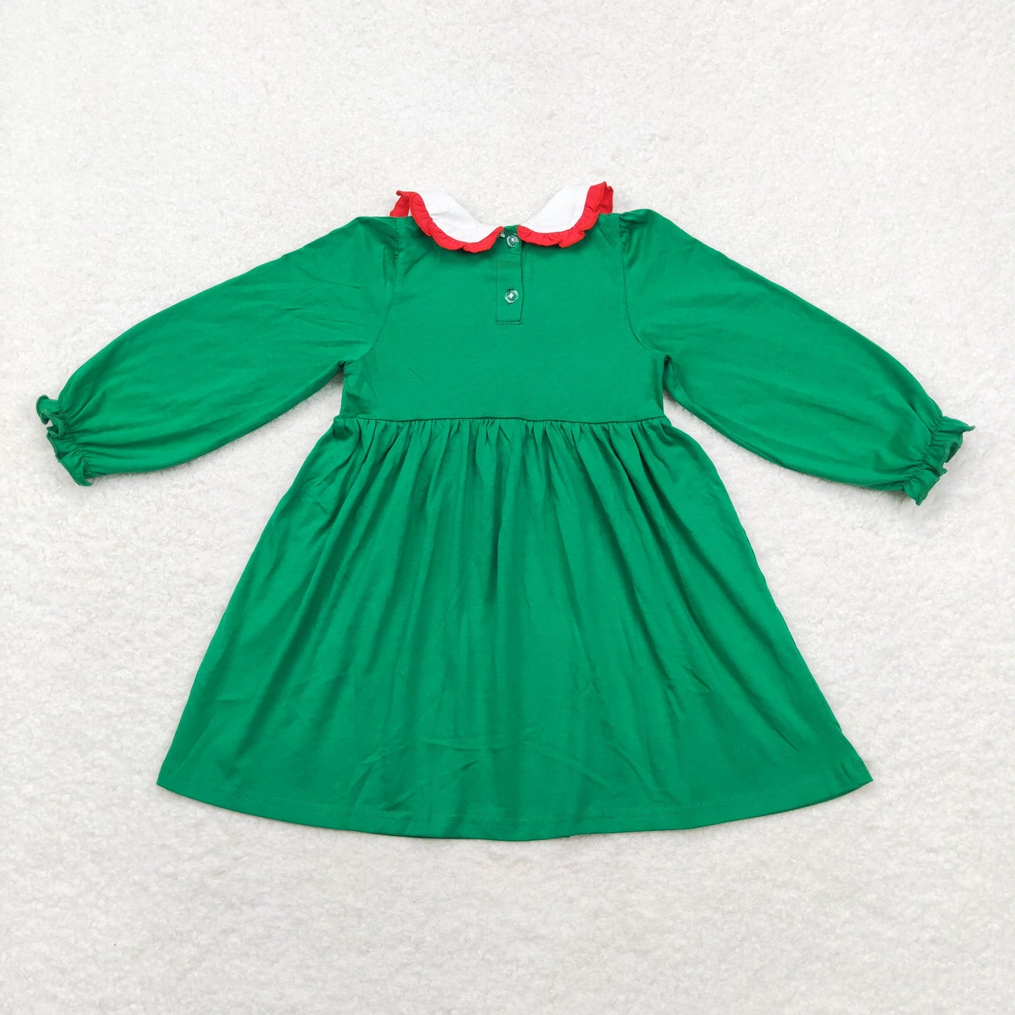 Baby Girl Embroidery Christmas Tree Light Green Dress