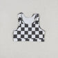 Baby Girl Racer Crop Tops Shorts Black White Checkered Set