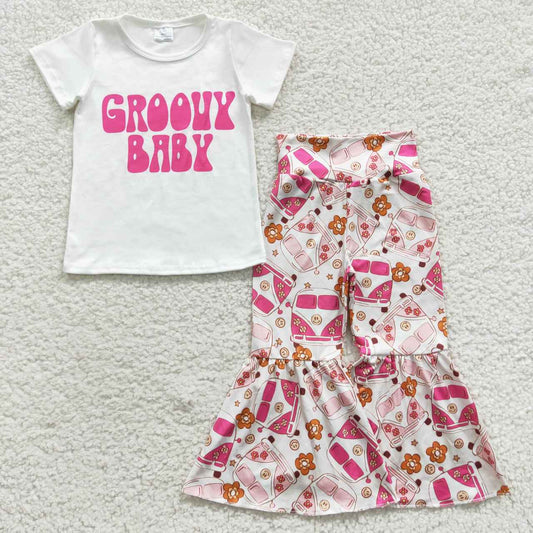 GSPO0718 Baby Girl Floral Bus Bell Pants Outfit