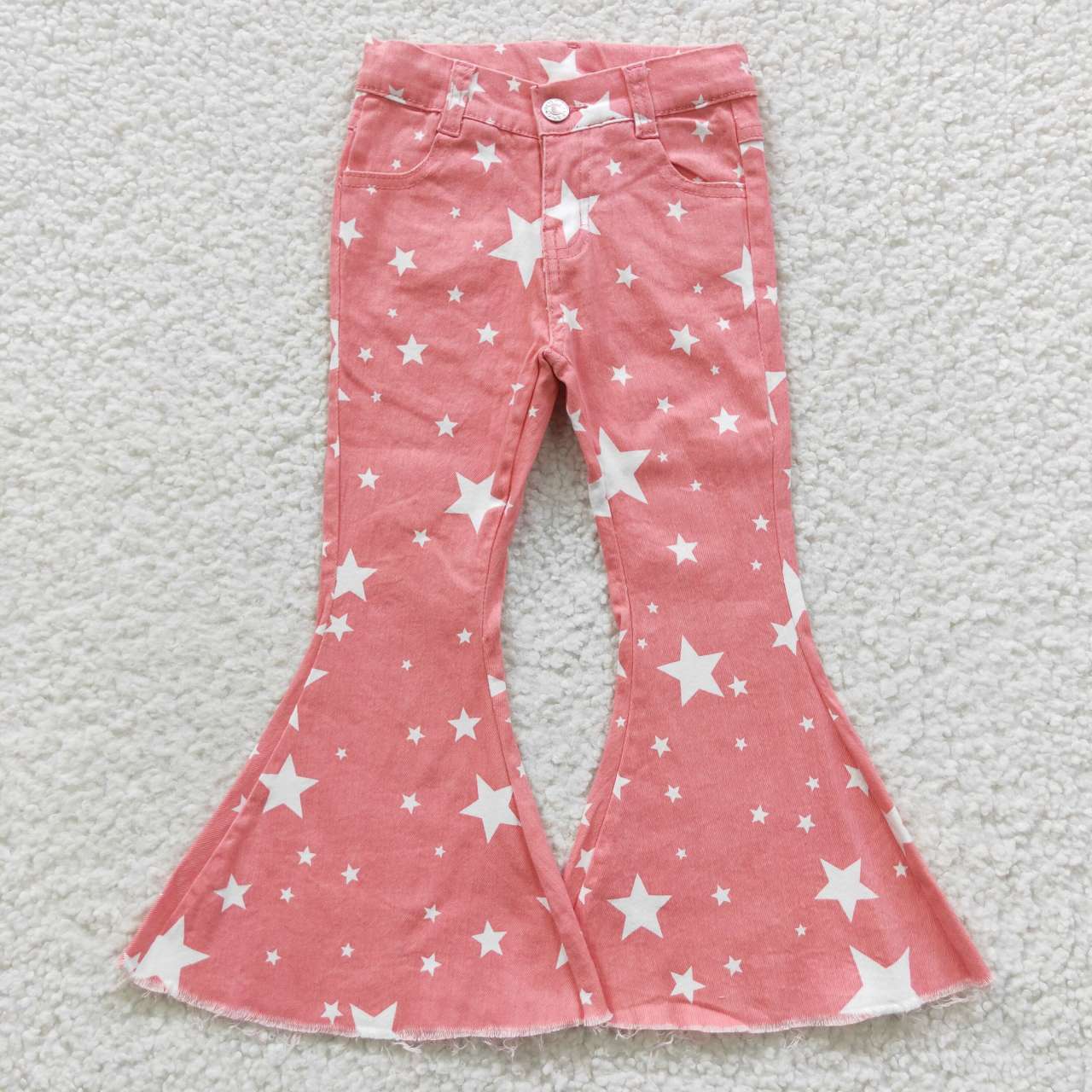 C14-11 July 4th Baby Girl Pink Stars Denim Jeans