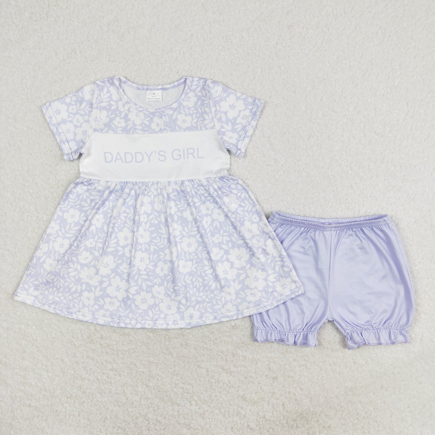 Daddy's Girl Short Sleeves Floral Tops Purple Shorts Outfit