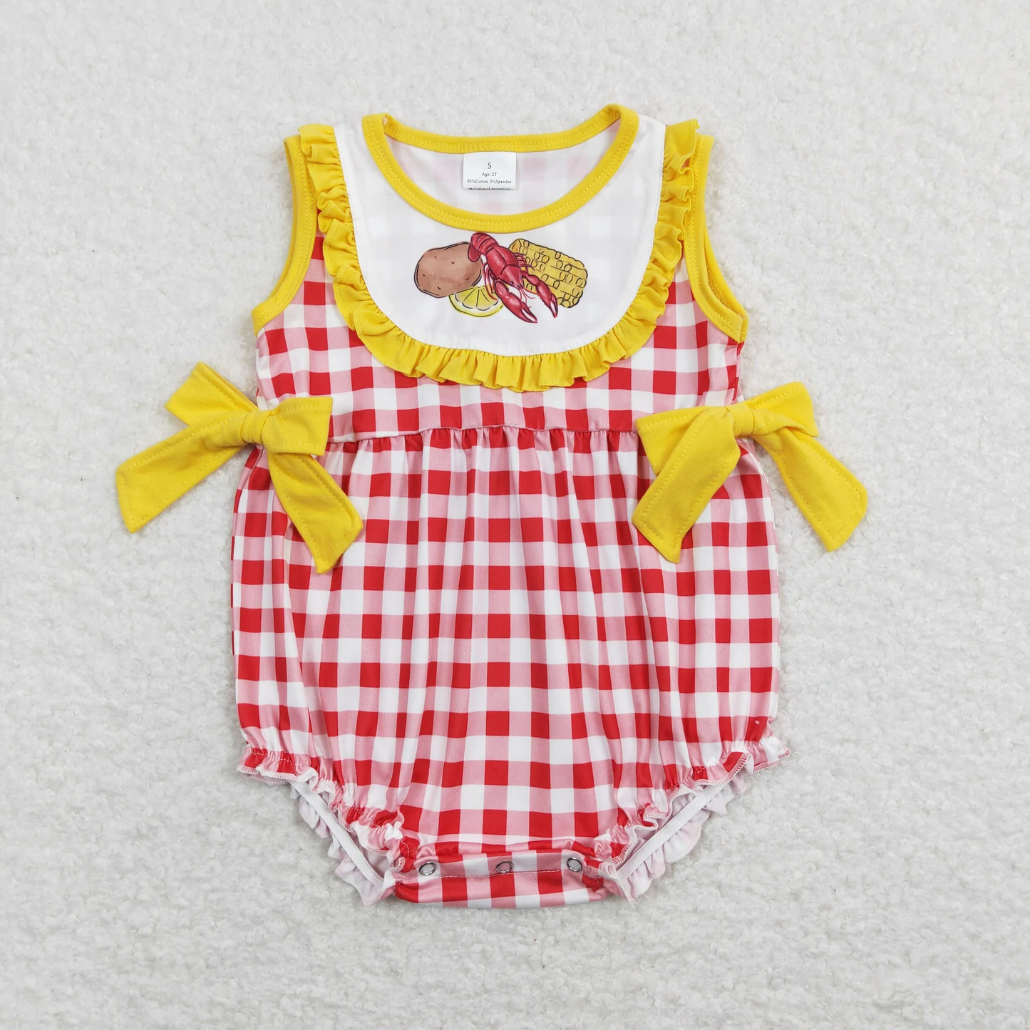 Baby Boy Short Sleeves Crawfish Corn Potato Orange One Piece Romper