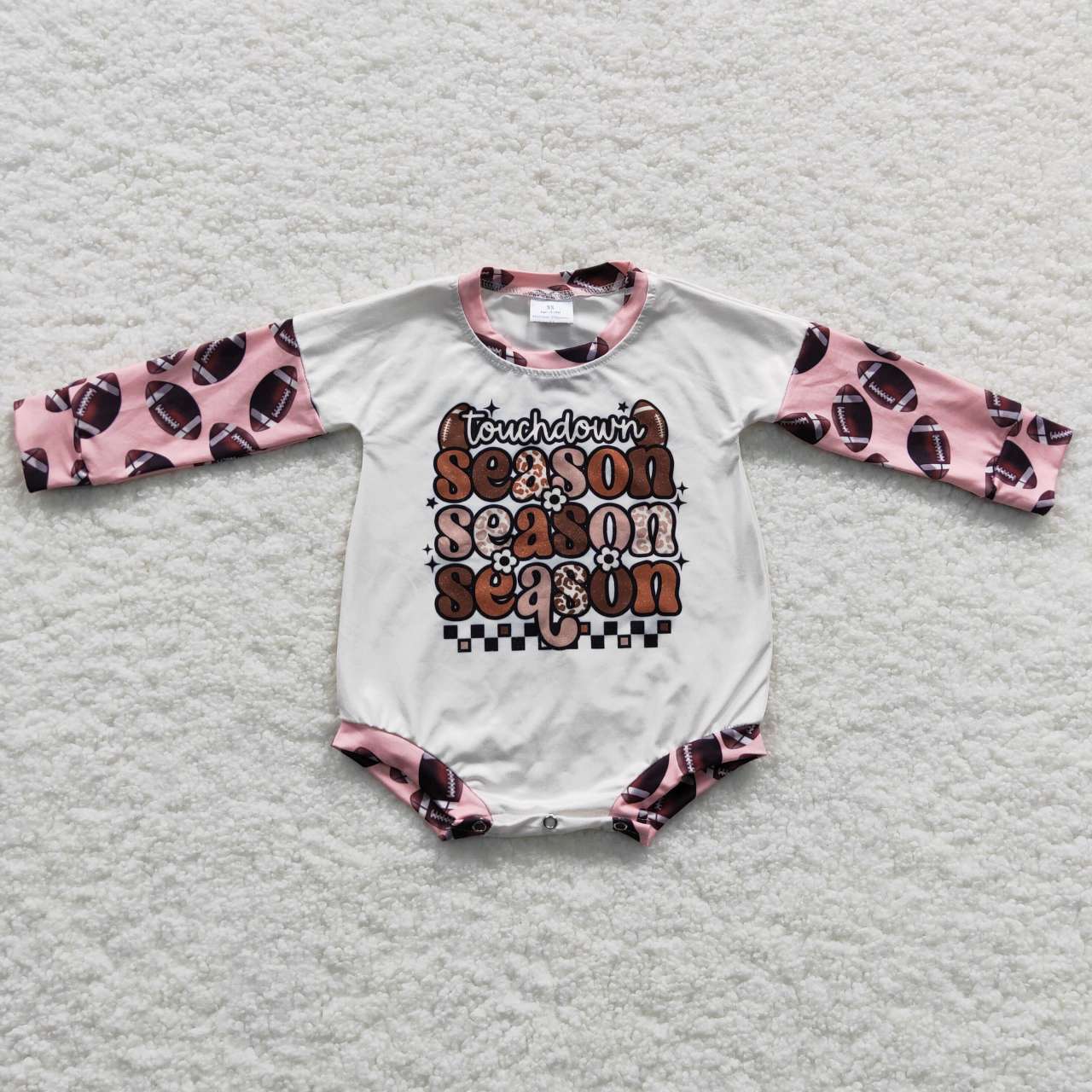 LR0280 Baby Kids Long Sleeves Football Season Romper