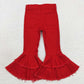 P0270 Baby Girl Red Denim Jeans Bell Pants