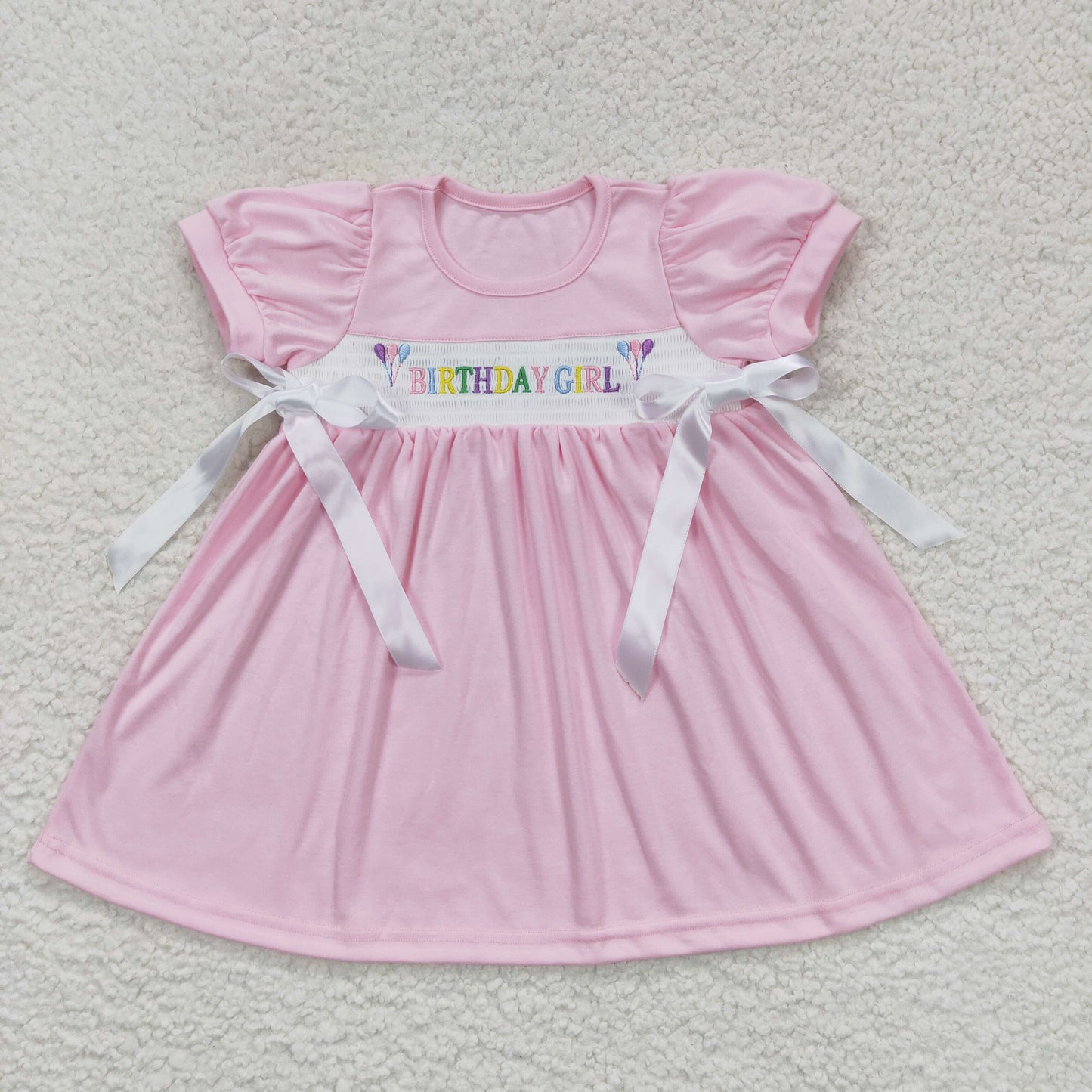 GSD0433 Birthday Girl Summer Short Sleeves Pink Dress