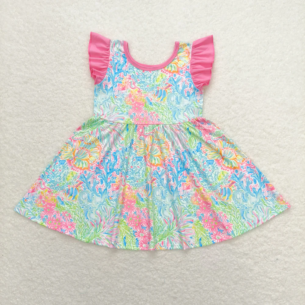 Baby Girl Short Sleeves Colorful Floral Summer Dress