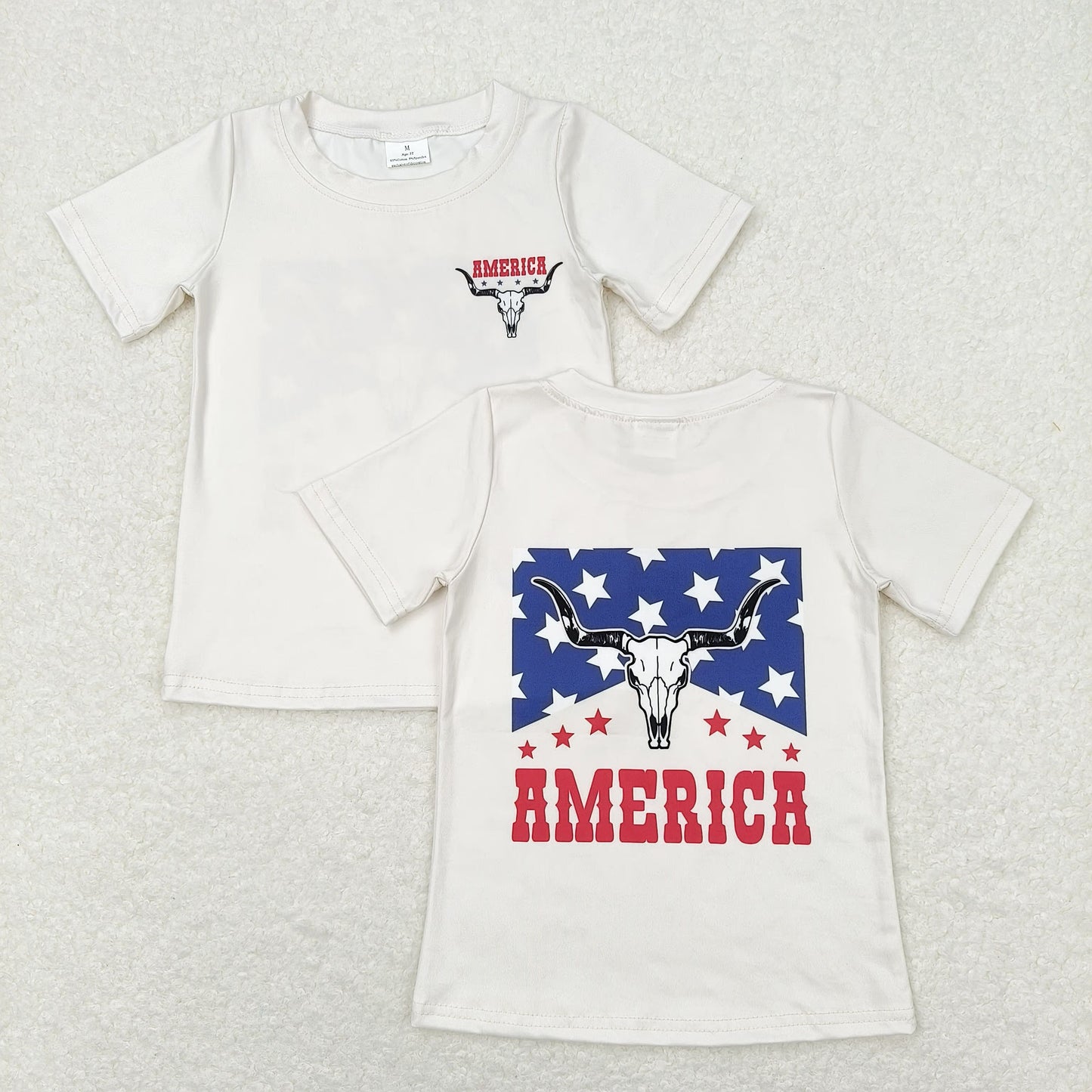 Baby Boy Short Sleeves Cow America Shirt July 4th Tops