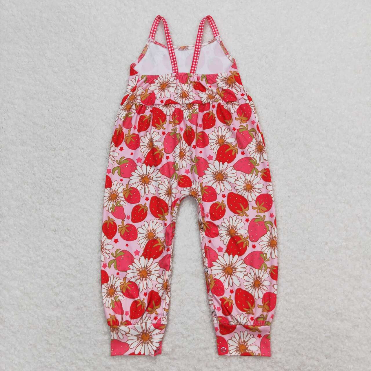 Baby Girl Sleeveless Strawberry Floral One Piece Romper