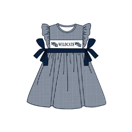 baby girl checkered flutter sleeves bows team dress