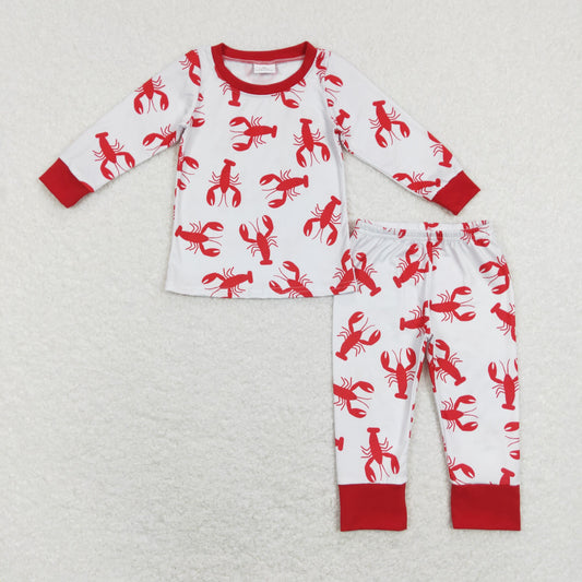 BLP0441 Baby Kids Long Sleeves Crawfish Shirt Bell Pants Set Pajamas