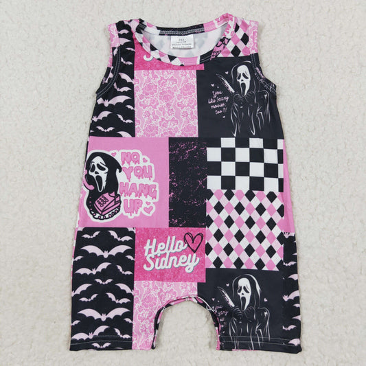 SR0414 Baby Girl Halloween Pink One Piece Romper