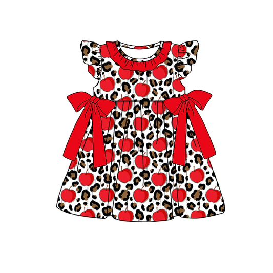 Moq 3 Pre-order GSD1024 Baby Girl Apple Leopard Back To School Dress