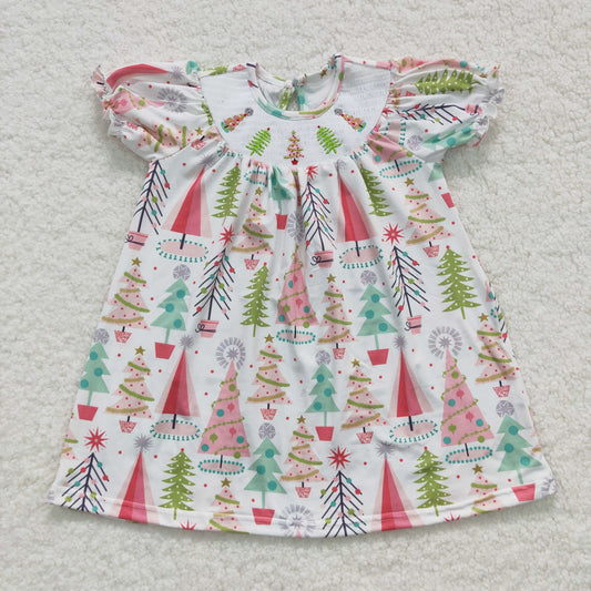 GSD0440 Baby Girl Smocked Embroidery Christmas Tree Dress