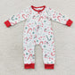 LR0506 Baby Boy Christmas Candy Long Sleeves Sunflower One Piece Zipper Romper