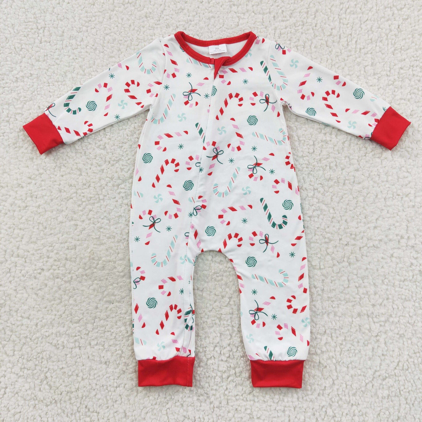 LR0506 Baby Boy Christmas Candy Long Sleeves Sunflower One Piece Zipper Romper