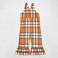 Baby Girl Fall Brown Checkered Straps Jumpsuit