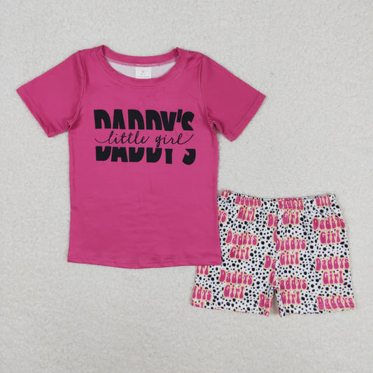 Short Sleeves Pink Shirt Daddy's Girl Shorts Summer Set