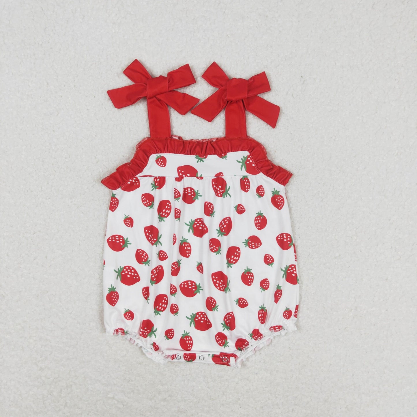 Baby Girl Sleeveless Strawberry Bubble One Piece Romper