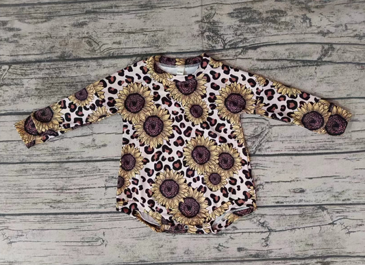 Baby Girl Long Sleeves Sunflower Leopard Romper Moq 5