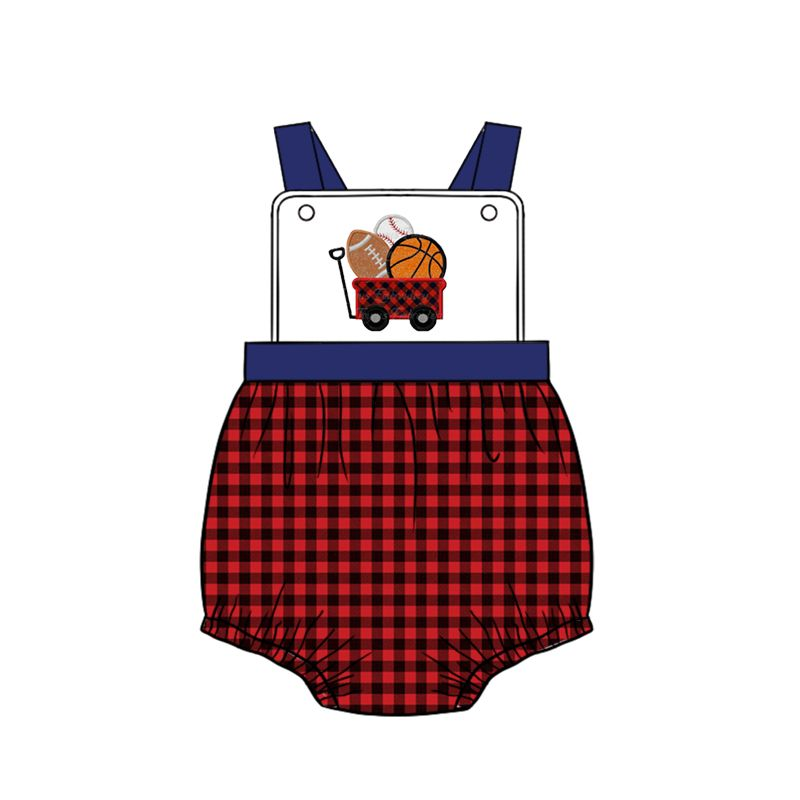 Moq 3 Pre-order SR0753 Baby Boy Ball Plaid One Piece Romper