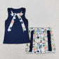 Baby Girl Sleeveless Bow Tops Floral Shorts Summer Set