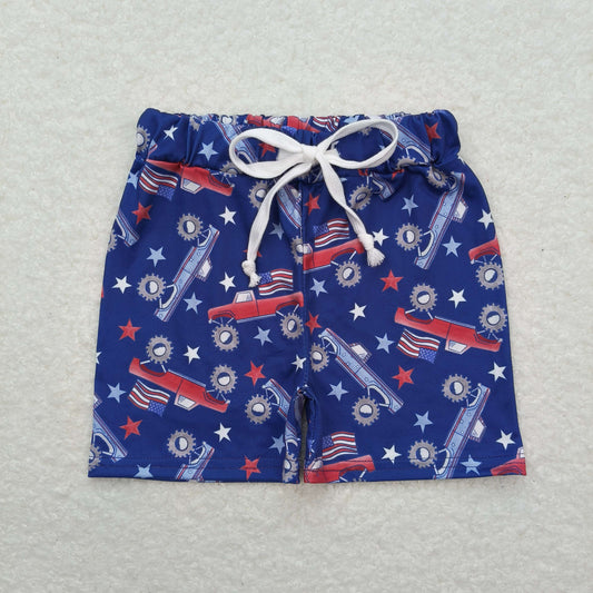 Baby Boy Trucks Flags July 4th Summer Shorts