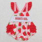 Baby Kids Strawberry Floral Embroidery Mama's Girl Ruffle One Piece Romper