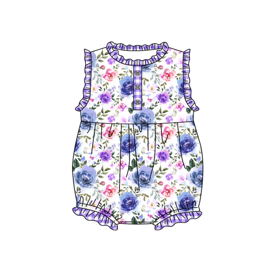 Moq 3 Pre-order SR1344 Baby Girl Floral Summer Purple One Piece Romper
