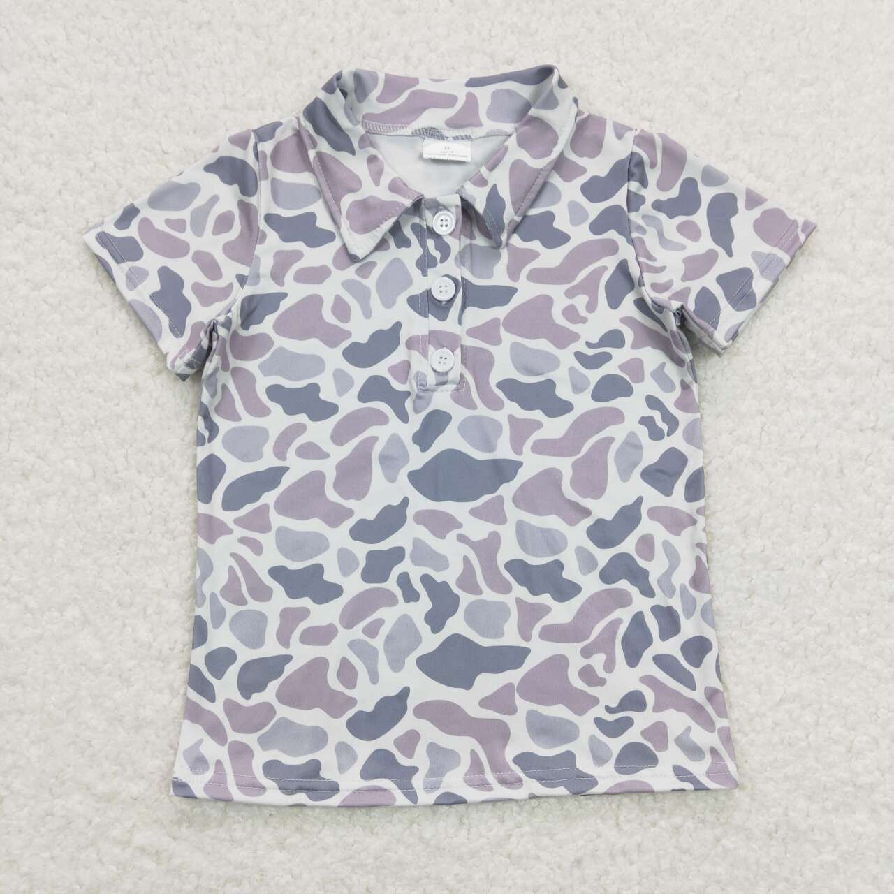 BT0597 Baby Boy Grey Short Sleeves Camo Polo Shirt