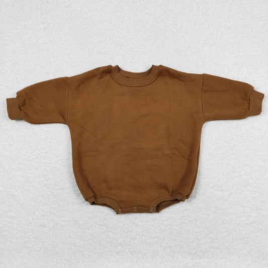 Baby Kids Long Sleeves Brown Cotton Sweater Romper