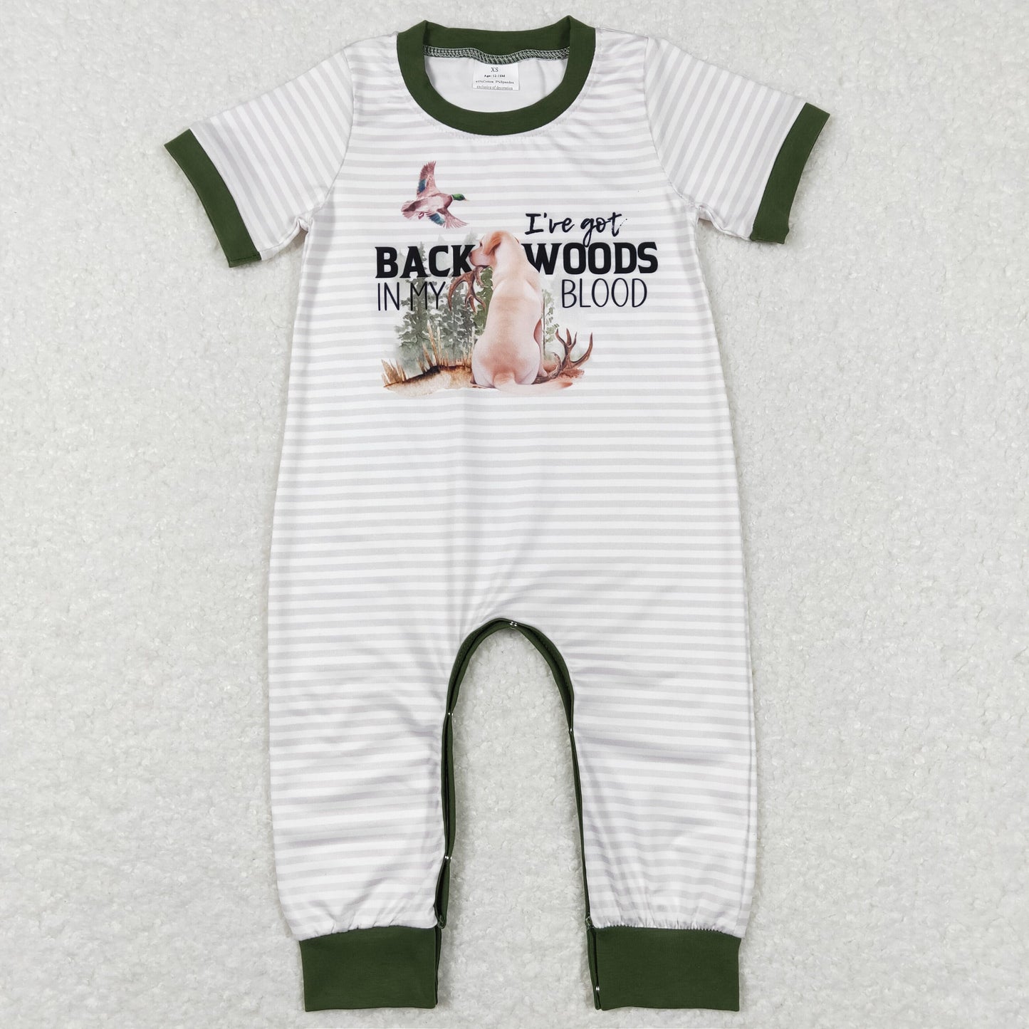 SR0633 Baby Boy Short Sleeves Duck Dog Hunting Romper