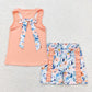 Baby Girl Sleeveless Bow Pink Tops Floral Shorts Summer Set
