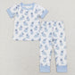 GSPO1095 Baby Girl Short Sleeves Shirt Pants Easter Rabbit Set Pajamas