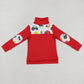 BT0347 Baby Boy Red Long Sleeves Farm Zipper Pullover