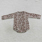 LR0575 Baby Girl Leopard Long Sleeves Doll Pink One Piece Romper
