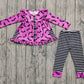 Baby Girl Long Sleeves Bats Pockets Tunic Stripes Pants Halloween Set RTS