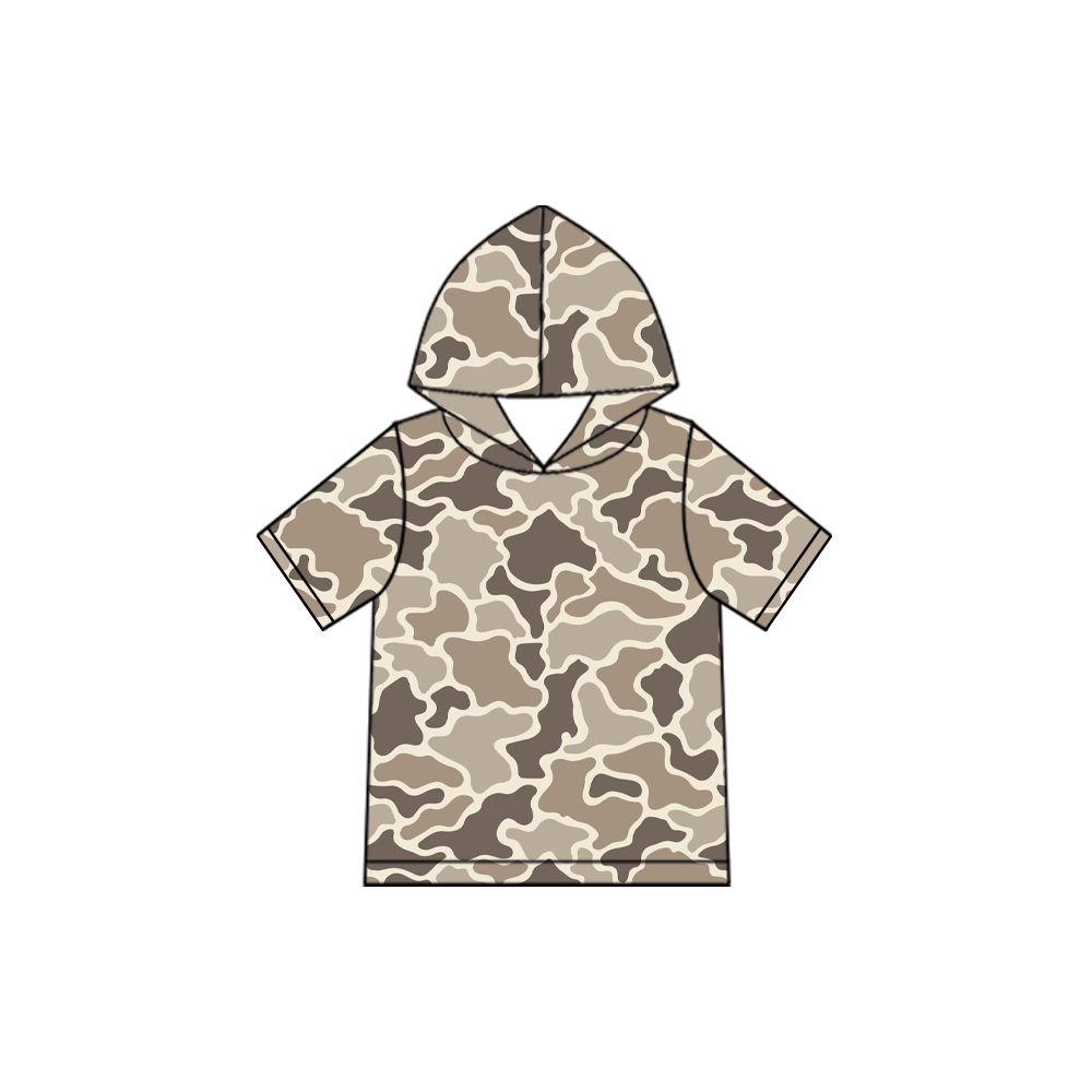 ( Moq 5 ) Preorder Baby Boys Kids Short Sleeves Hoodie Pullover Tops Camo Clothes