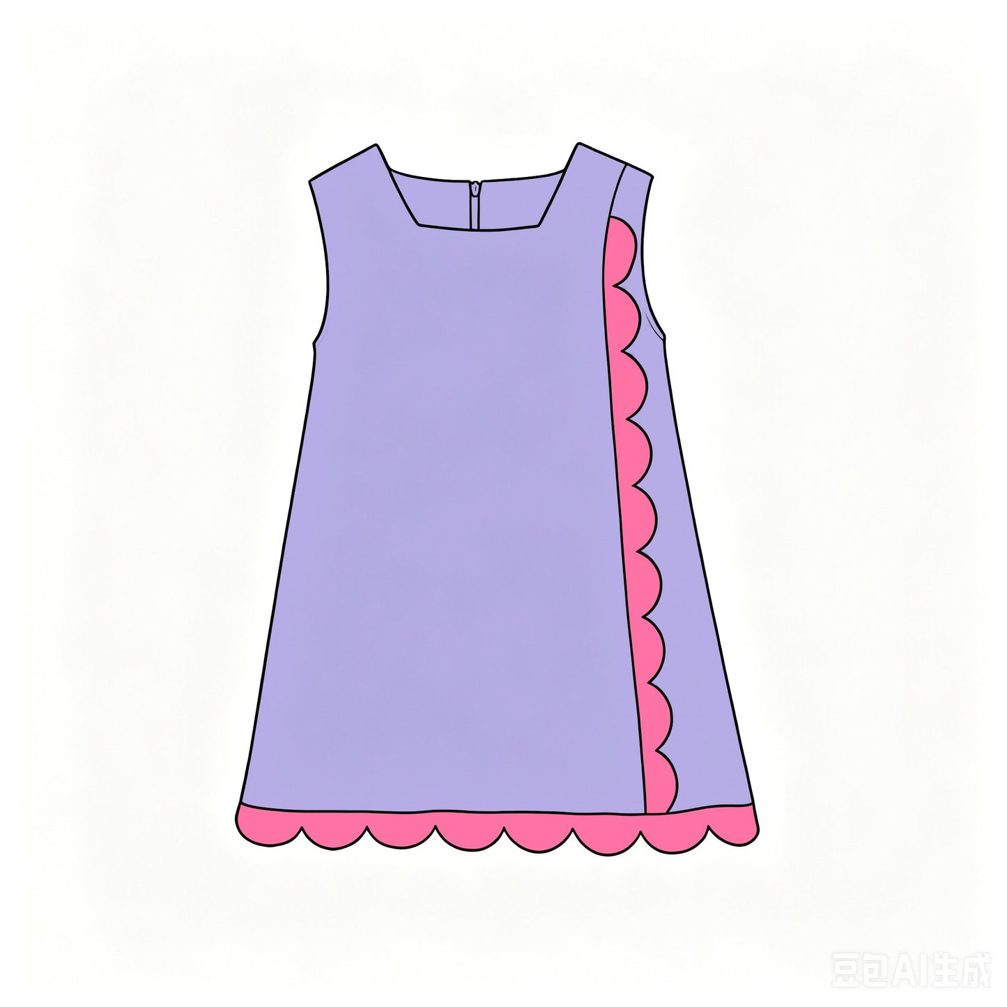 ( Moq 5 ) Preorder Baby Girls Kids Sleeveless Scalloped Zipper Purple Dress Yoga Active Clothes