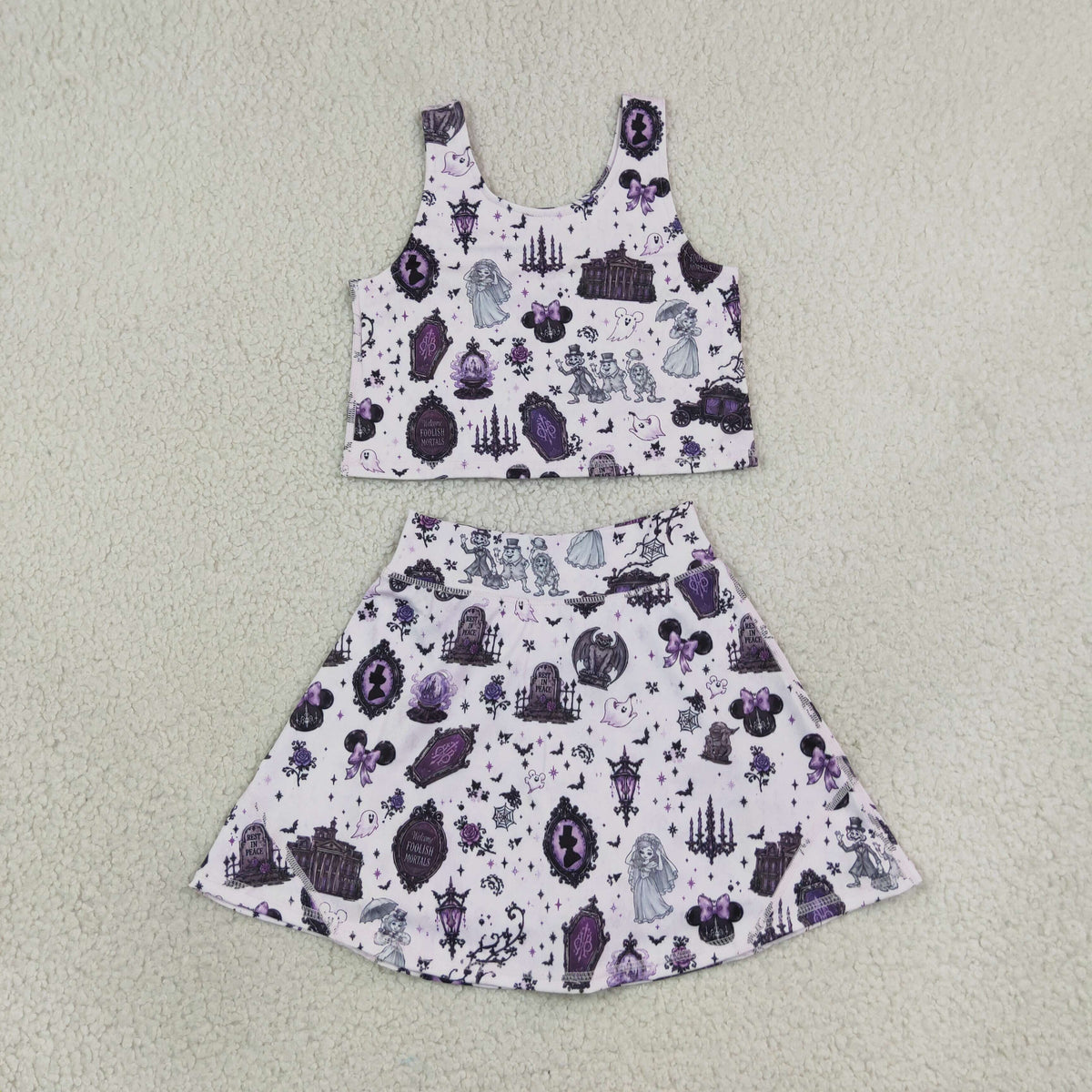 Baby Girls Kids Bows Ghosts Shirt Cartoon Skirt Shorts Halloween Set Yoga Active Clothes RTS