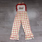 ( No moq ) Preorder Baby Girl Kids Christmas Green Face Plaid Ruffle Pants Jumpsuit Clothes