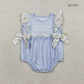 Sibling Baby Girls Kids Thank Heaven Bows Blue Tunic Floral Shorts Set Romper Clothes RTS