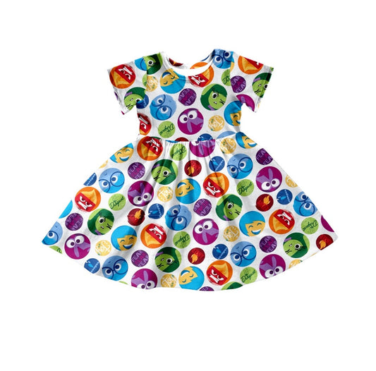 Baby Girl Cartoon Short Sleeves Knee Length Dress