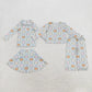 Sibling Baby Girls Kids Long Sleeves Pumpkins Bows Tops Skort Pants Sets Fall Clothes RTS