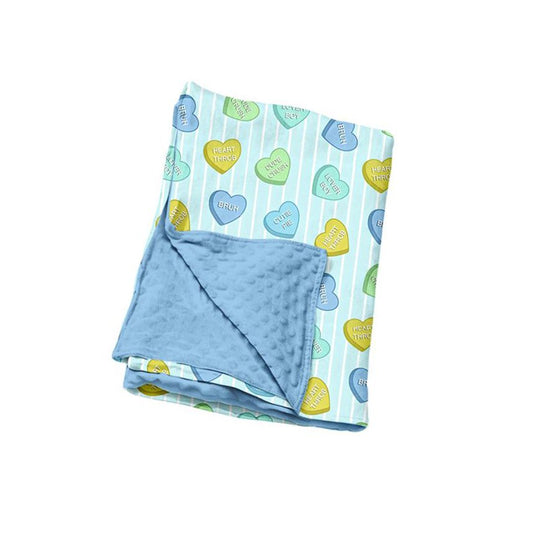 ( Moq 5 ) Preorder Baby Kids Boys Valentine Hearts Stripes Blue Blanket