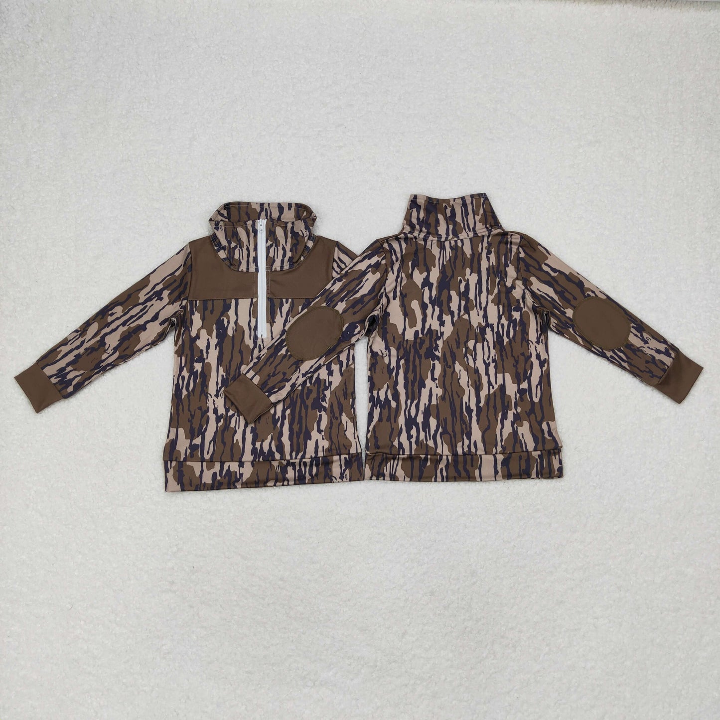 Baby Boy Camo Green Long Sleeves Zipper Pullover Tops