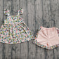 Baby Girls Kids Short Sleeves Flower Tunic Ruffle Shorts Set Clothes RTS